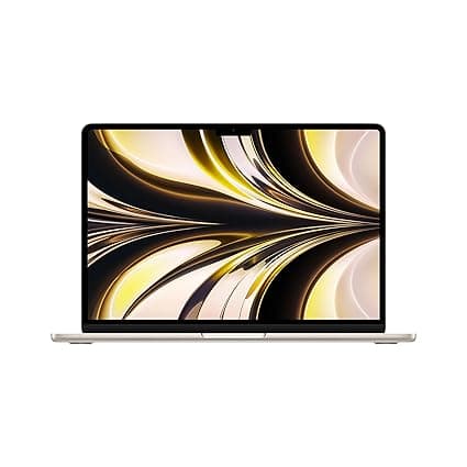 Apple 2022 MacBook Air laptop with M2 chip: 34.46 cm (13.6-inch) Liquid Retina display, 8GB RAM, 256GB SSD storage, backlit keyboard, 1080p FaceTime HD camera. Works with iPhone/iPad; Starlight